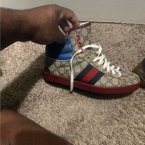 Gucci Beige and Red Sneakers